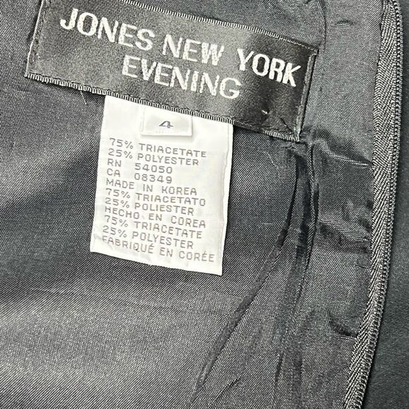 NWT Jones New York Stunning Black Formal Long Maxi Dress Satin Trim Women Size 4 - Picture 10 of 10